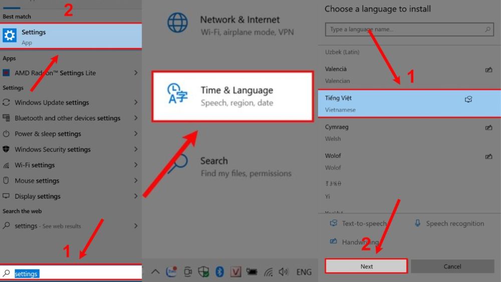 Cài ngôn ngữ tiếng Việt cho Win 10 từ Windows Settings