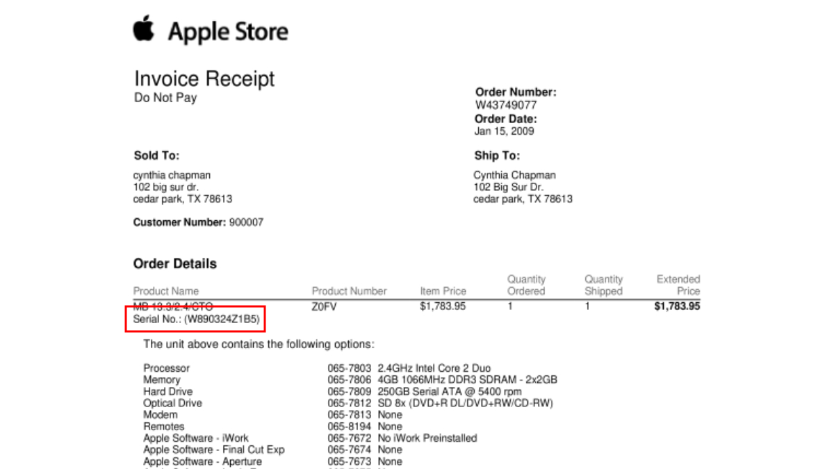 Cách check IMEI MacBook trong hóa đơn mua hàng