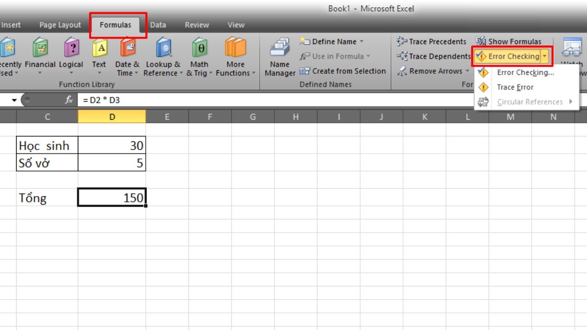 Excel bị lỗi không chạy công thức cách khắc phục 4 bước 1