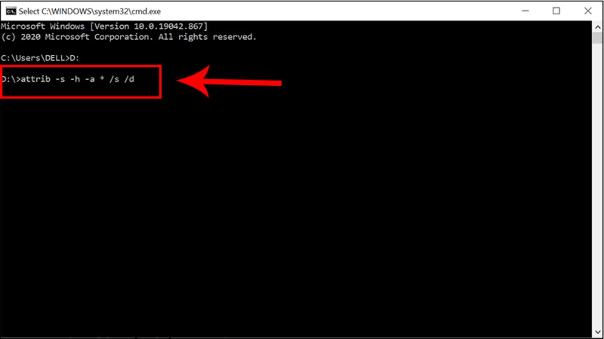 Cách hiện file ẩn trong USB bằng Command Prompt bước 3