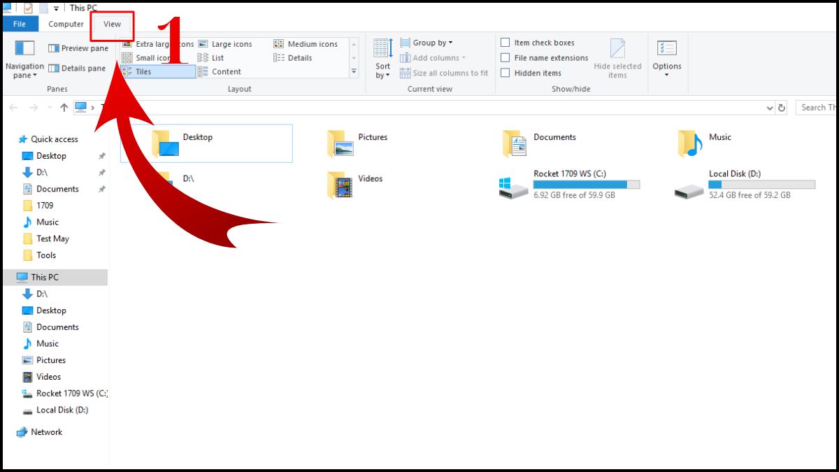 Cách mở file ẩn trong USB bằng File Explorer bước 1