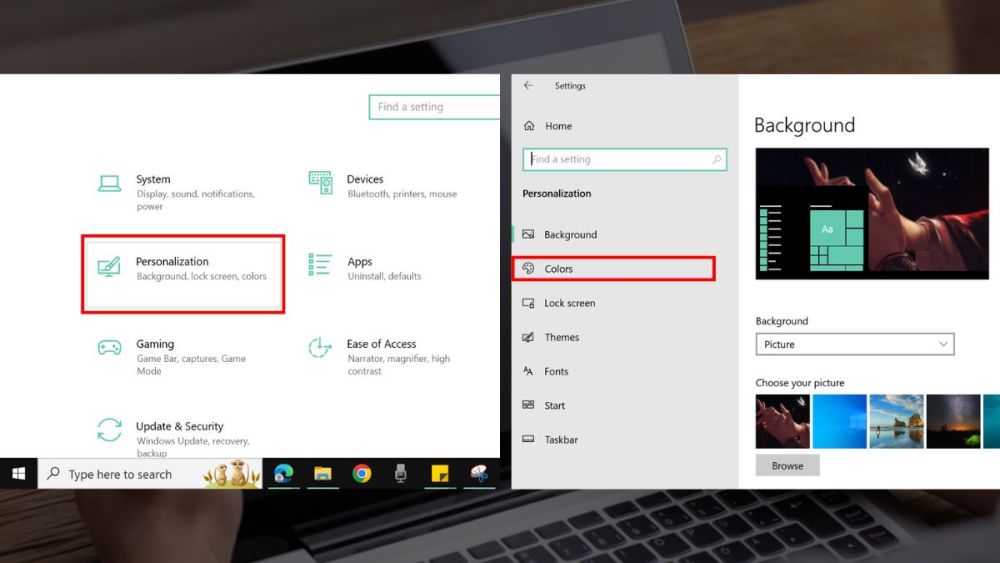 Làm trong suốt thanh taskbar Win 10 cách 1 bước 2