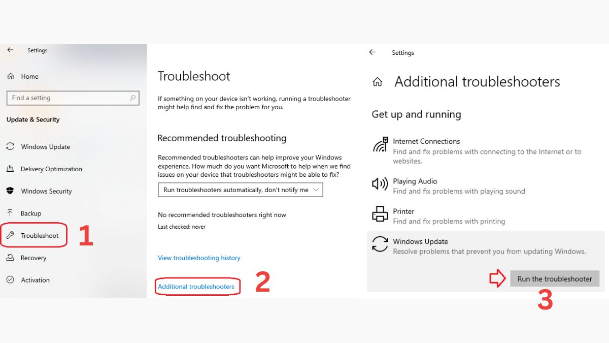 Cách sửa mã lỗi 0x80004005 - Chạy Windows Update Troubleshooter