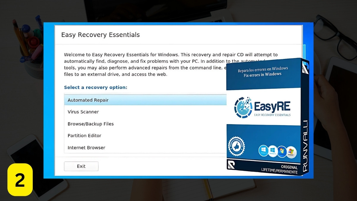 cách sửa lỗi a disk read error occurred - Sử dụng phần mềm Easy Recovery Essentials bước 2