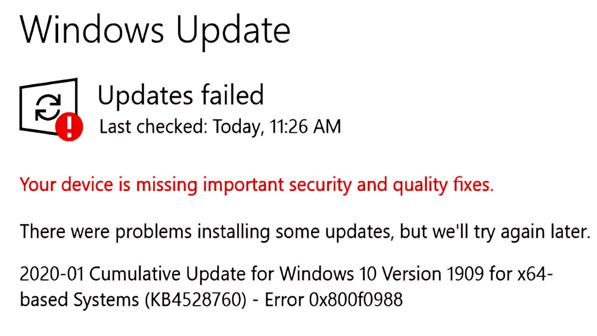 Lỗi không update được Win 10