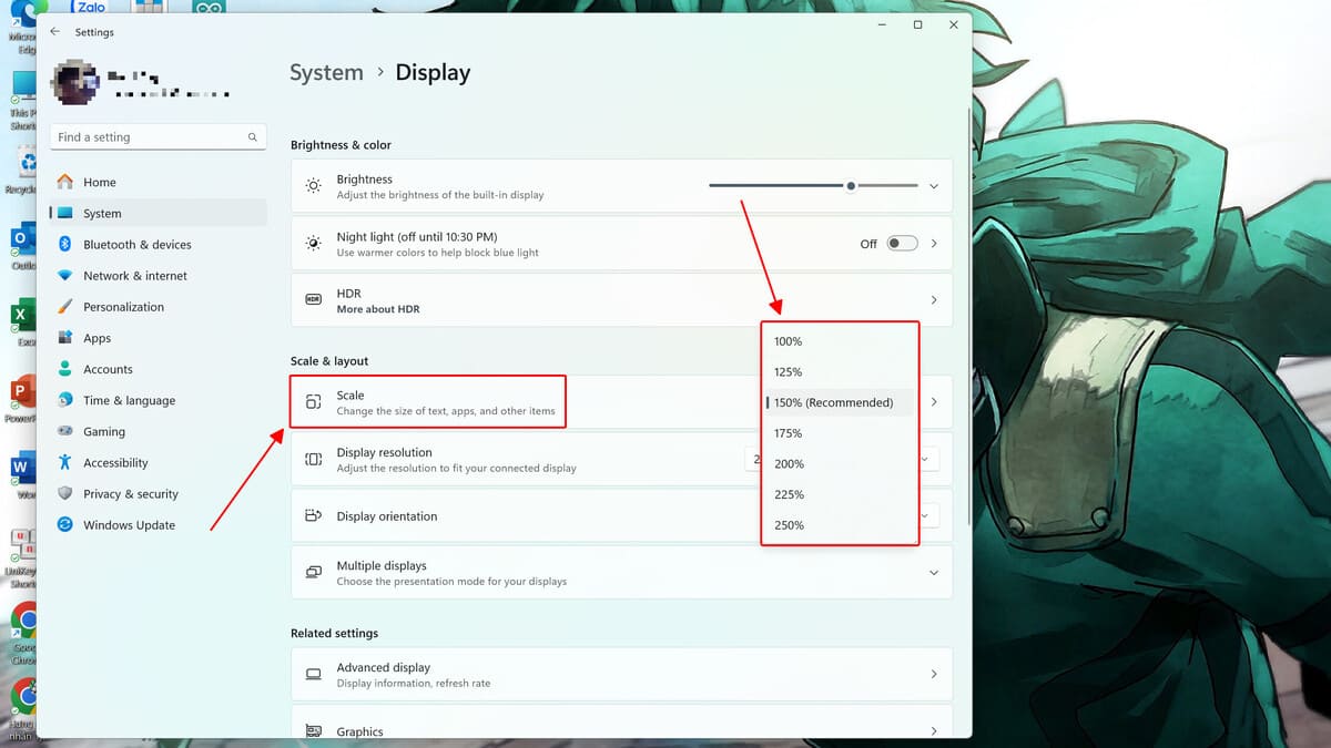 Sửa màn hình máy tính bị phóng to bằng Custom Scaling bước 2