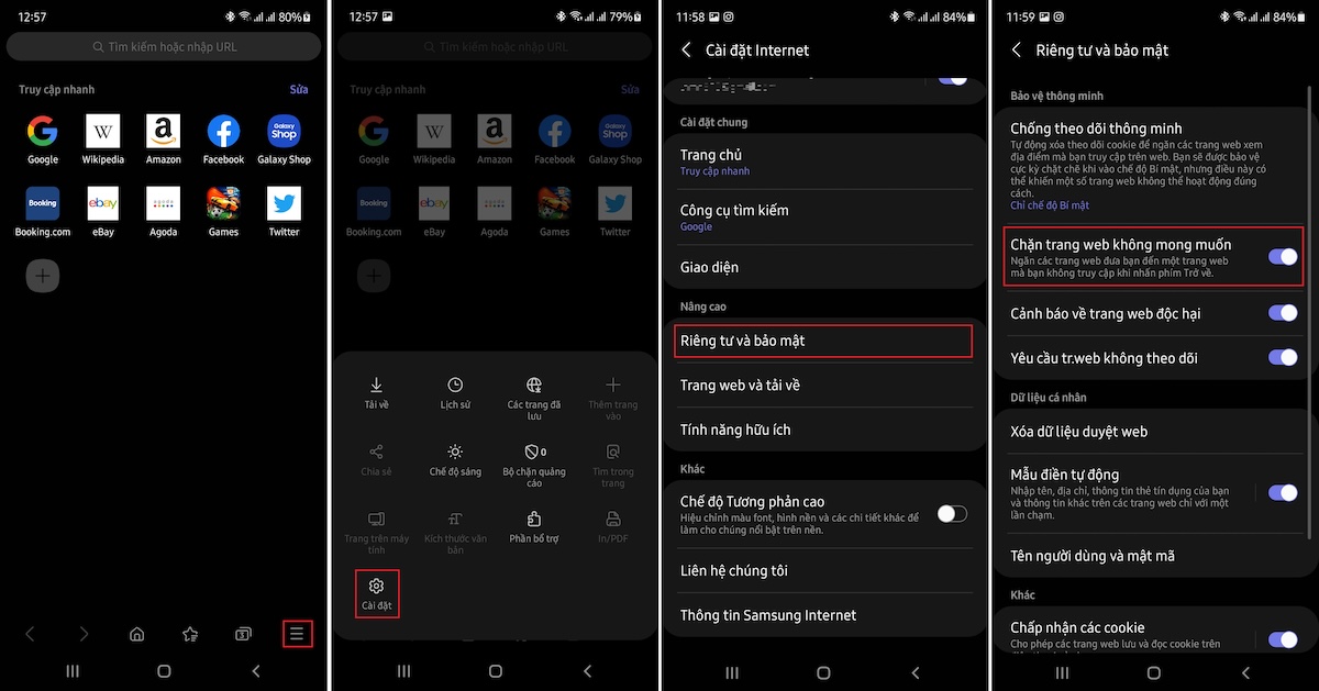 Samsung Internet giúp chặn các trang web không mong muốn