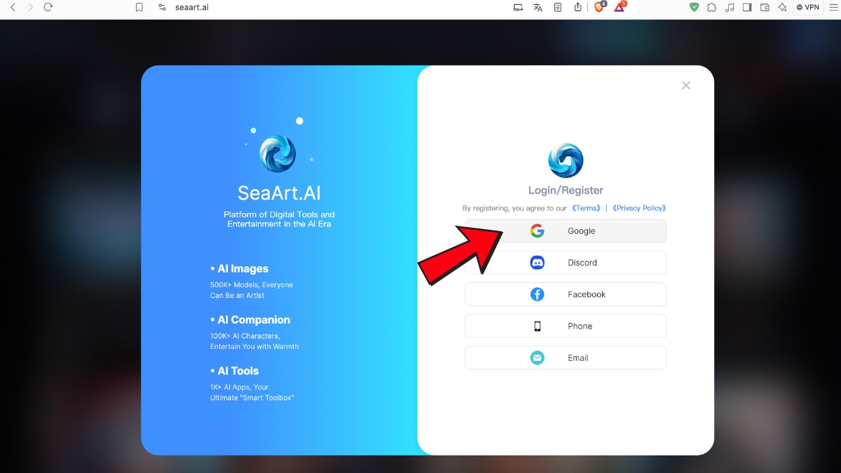 Đăng ký tài khoản SeaArt AI - bước 3