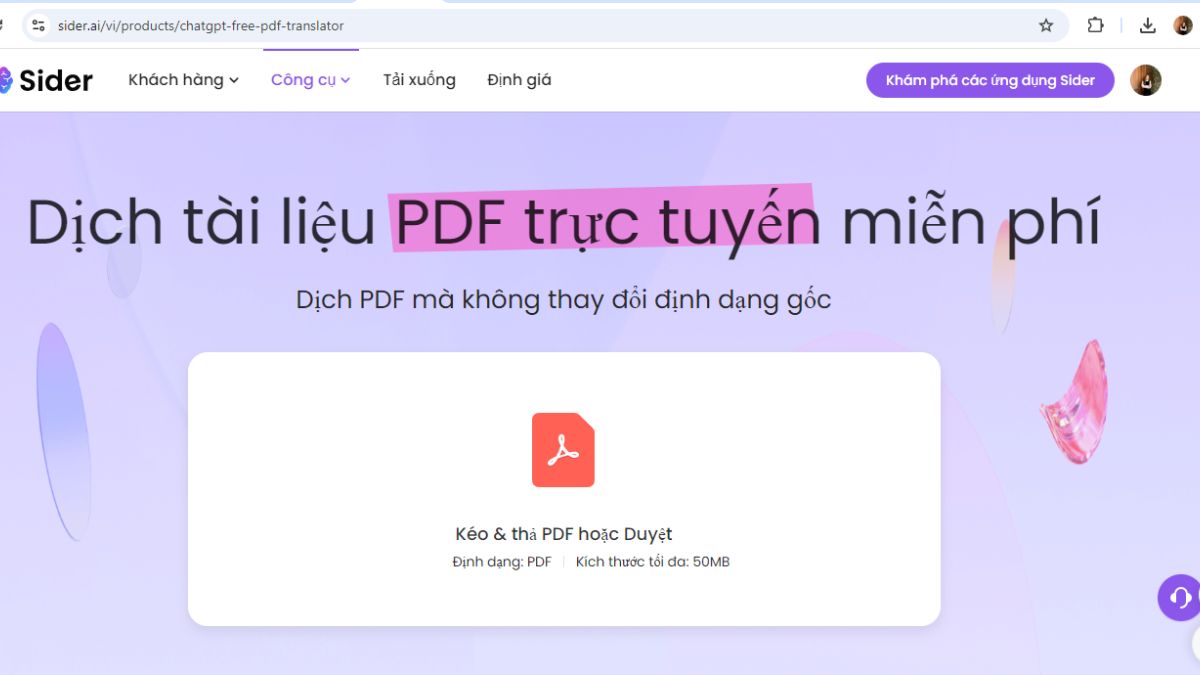 Sider AI có chức năng đọc hình ảnh và PDF 