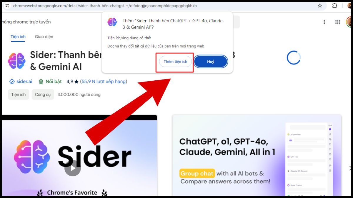 Cách cài đặt Extension Sider AI - bước 3
