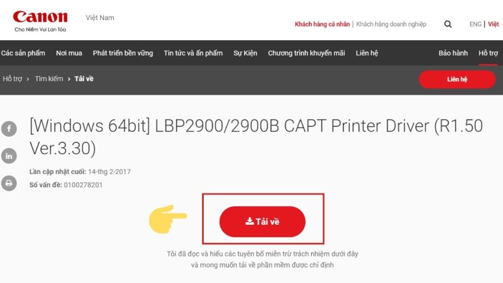 Hướng dẫn tải cài đặt máy in Canon 2900 cho Win 10 bước 1